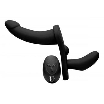 Strap U Strapon Double Take - Vibrierender Doppel-Umschnalldildo - Schwarz