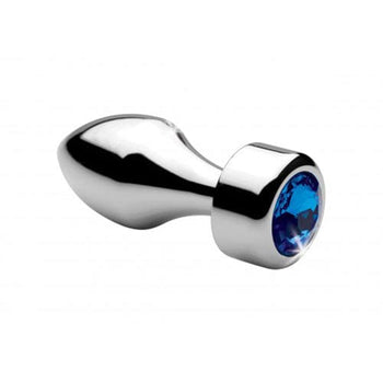 Booty Sparks Analplug Aluminium Butt Plug mit blauem Kristall - Klein