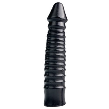All Black Riesendildo Großer Dildo mit geriffeltem Schaft in Schwarz