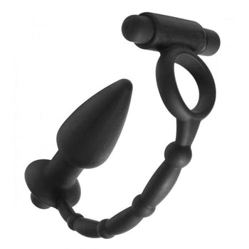 Master Series Analvibrator Viaticus Penisring mit Analplug