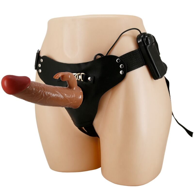 Strap-on Marion Harness-Slip mit Vibrationsdildo Braun 19 cm